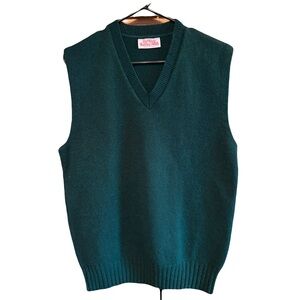 Fall River Knitting Mills Classic Men's V-Neck Sweater Vest in Dark green